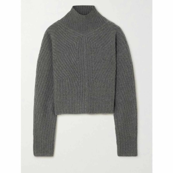 Theory Sculpted Knit Pullover Sweater Airy Wool Cashmere Grey Melange Size Small - Picture 12 of 13